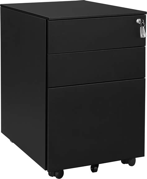 songmics mobile file cabinet with 3 steel pedestal file uofc60bk|SONGMICS 3 Drawer File Cabinet, Mobile Steel .